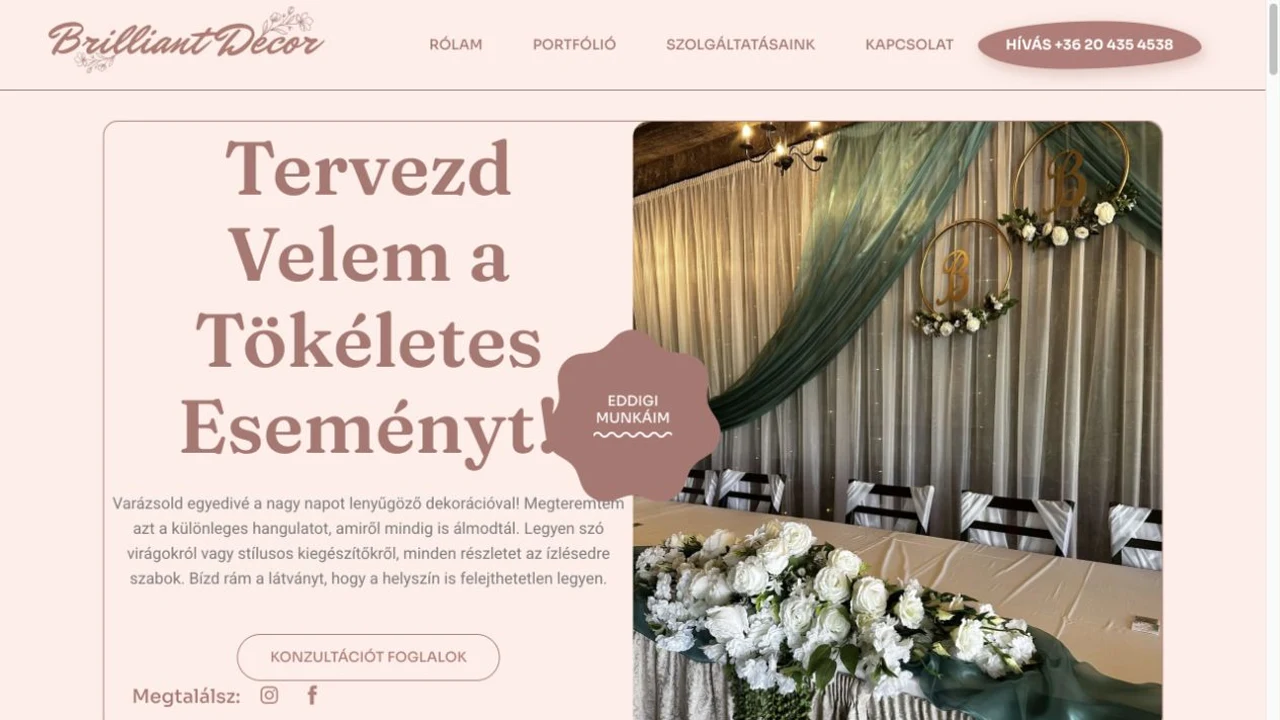 Brilliant Decor – az élő weboldal főoldala