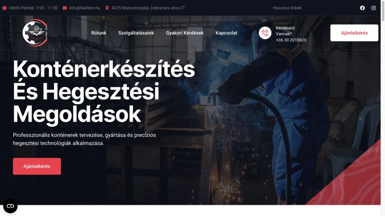 Fiák-Fém – az élő weboldal főoldala