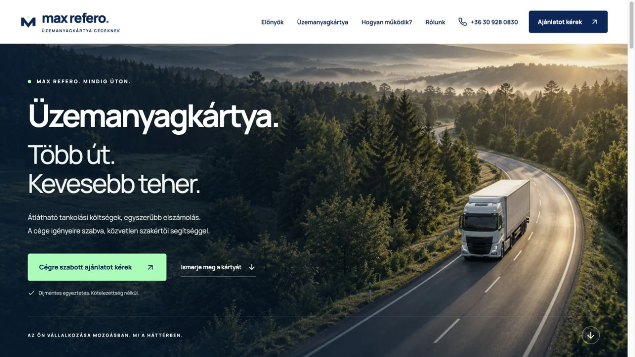 Üzemanyagkártya website redesign preview