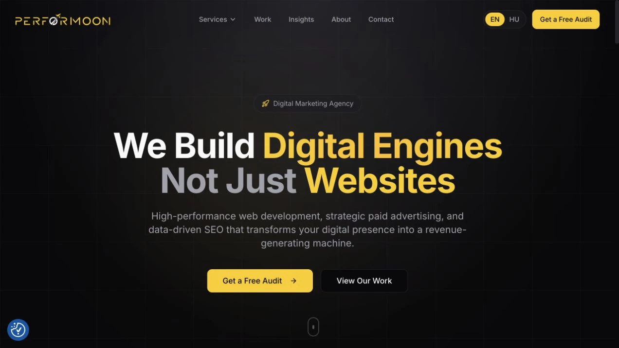 Performoon live website homepage